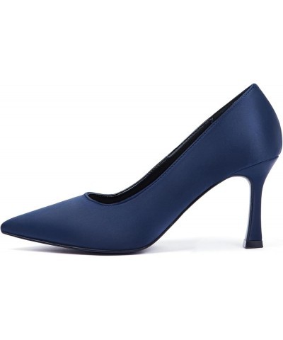 High Heels Pumps for Women Closed Toe Stillettos Heel Sexy Pointy Party Prom Dress Pump Shoes Navy Blue $23.46 Pumps