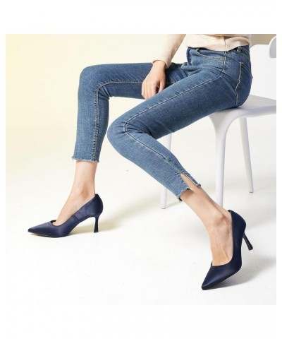 High Heels Pumps for Women Closed Toe Stillettos Heel Sexy Pointy Party Prom Dress Pump Shoes Navy Blue $23.46 Pumps