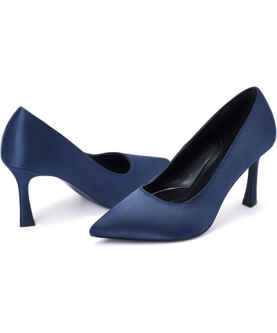 High Heels Pumps for Women Closed Toe Stillettos Heel Sexy Pointy Party Prom Dress Pump Shoes Navy Blue $23.46 Pumps