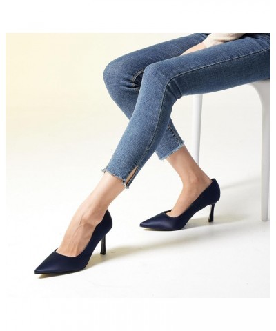 High Heels Pumps for Women Closed Toe Stillettos Heel Sexy Pointy Party Prom Dress Pump Shoes Navy Blue $23.46 Pumps