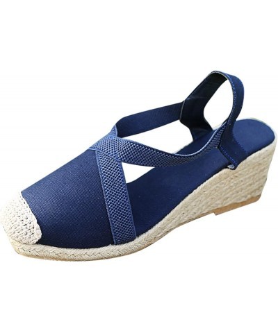 Platform Women Wedge Sneakers Platform Sneakers For Women Sparkly Sandals Heeled Sandals Comfortable Women Sandals For Blue-h...