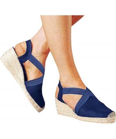 Platform Women Wedge Sneakers Platform Sneakers For Women Sparkly Sandals Heeled Sandals Comfortable Women Sandals For Blue-h...