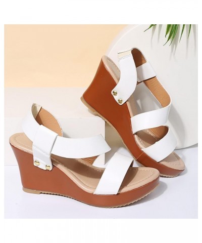 Platform Slippers Rose Gold Wedges For Women Platform Sandals Women Wide Feet Sandals Women Gold Heeled Sanda White-5 $9.88 O...