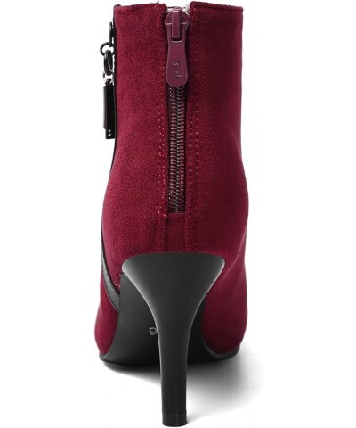 Women Pointed Toe Winter Dress Warm Stiletto Heels Party Ankle Boots Zip Claret 4 $27.25 Boots