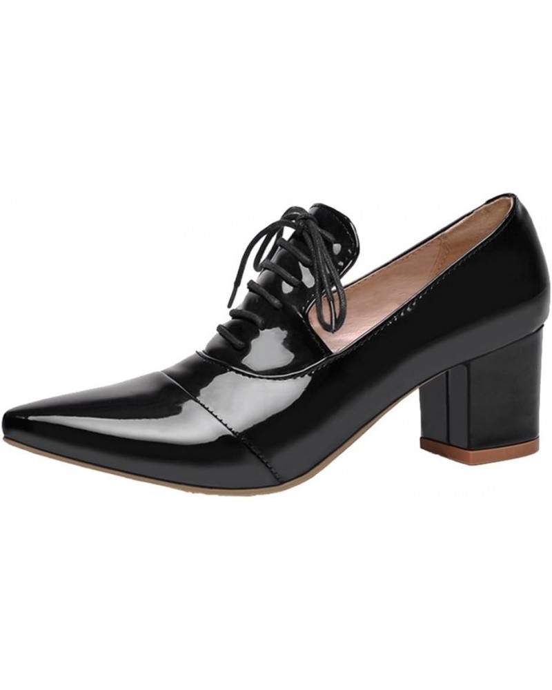 Women Fashion Loafer with Pointed Toe and Block Heel Black $19.34 Loafers & Slip-Ons