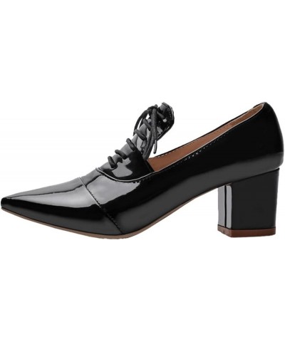 Women Fashion Loafer with Pointed Toe and Block Heel Black $19.34 Loafers & Slip-Ons