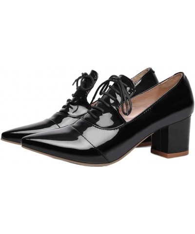 Women Fashion Loafer with Pointed Toe and Block Heel Black $19.34 Loafers & Slip-Ons