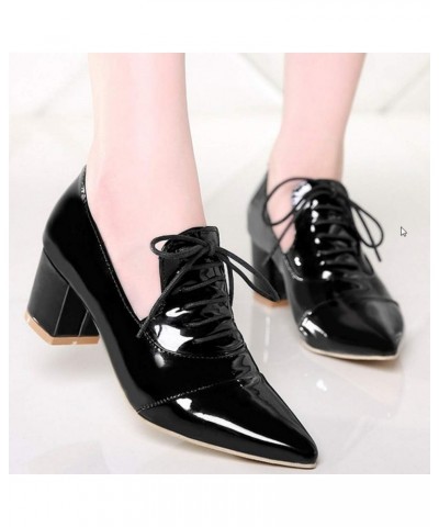 Women Fashion Loafer with Pointed Toe and Block Heel Black $19.34 Loafers & Slip-Ons