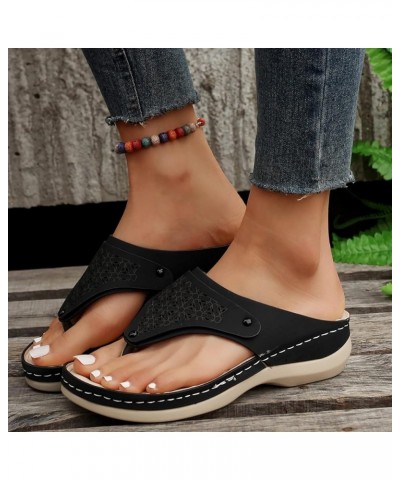 Women Arch Support Yoga Mat Cushion Flip Flop Peep Toe Sandal Elastic Strappy Lightweight High Heel Sandals 73-ibzwp-black-c ...