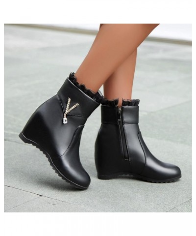 Ankle Boots for Women Zipper Mid Calf Booties High Heel Knee High Boots Women'S Slip On Boot D-black $10.41 Boots