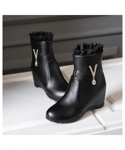 Ankle Boots for Women Zipper Mid Calf Booties High Heel Knee High Boots Women'S Slip On Boot D-black $10.41 Boots