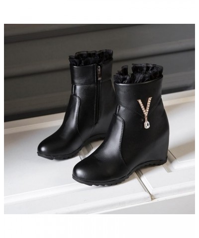 Ankle Boots for Women Zipper Mid Calf Booties High Heel Knee High Boots Women'S Slip On Boot D-black $10.41 Boots