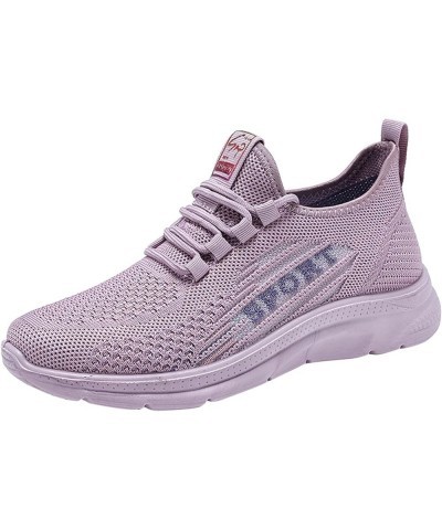 Women Walking Sneakers Athletic Training Shoes Lace Up Canvas Sneakers Womens Running Sneakers D-purple $18.58 Loafers & Slip...