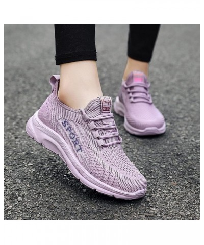 Women Walking Sneakers Athletic Training Shoes Lace Up Canvas Sneakers Womens Running Sneakers D-purple $18.58 Loafers & Slip...