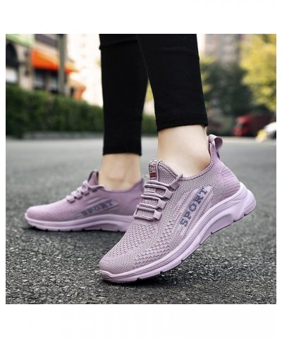 Women Walking Sneakers Athletic Training Shoes Lace Up Canvas Sneakers Womens Running Sneakers D-purple $18.58 Loafers & Slip...