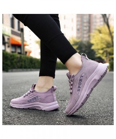 Women Walking Sneakers Athletic Training Shoes Lace Up Canvas Sneakers Womens Running Sneakers D-purple $18.58 Loafers & Slip...