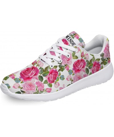 Pink Rose Flower Sneakers for Women Girls Running Tennis Shoes Blooming Rose Floral Shoes Gifts for Ladies,US Size 13 Women/1...