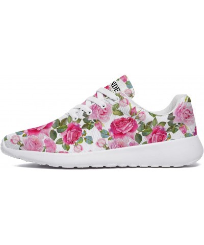 Pink Rose Flower Sneakers for Women Girls Running Tennis Shoes Blooming Rose Floral Shoes Gifts for Ladies,US Size 13 Women/1...