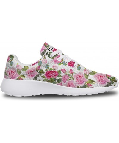 Pink Rose Flower Sneakers for Women Girls Running Tennis Shoes Blooming Rose Floral Shoes Gifts for Ladies,US Size 13 Women/1...