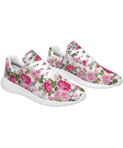 Pink Rose Flower Sneakers for Women Girls Running Tennis Shoes Blooming Rose Floral Shoes Gifts for Ladies,US Size 13 Women/1...