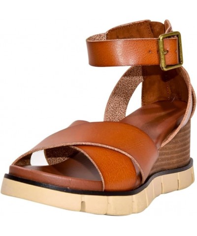 Womens Lauri Athletic Sandals Casual Mid Heel 2-3" - Black Cognac $29.13 Sandals