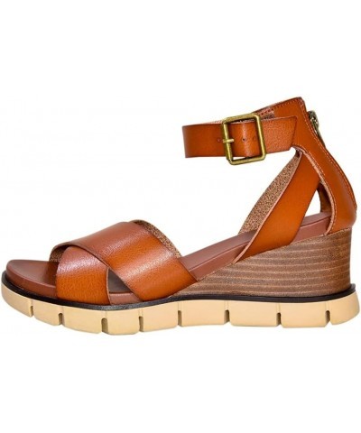 Womens Lauri Athletic Sandals Casual Mid Heel 2-3" - Black Cognac $29.13 Sandals