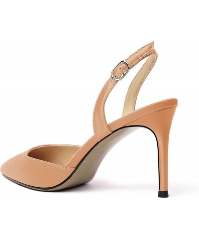 Women's High Heels Slingback D'Orsay Summer Sandals Pointed Toe Comfy Stilettos Dress Shoes Beige $30.09 Sandals