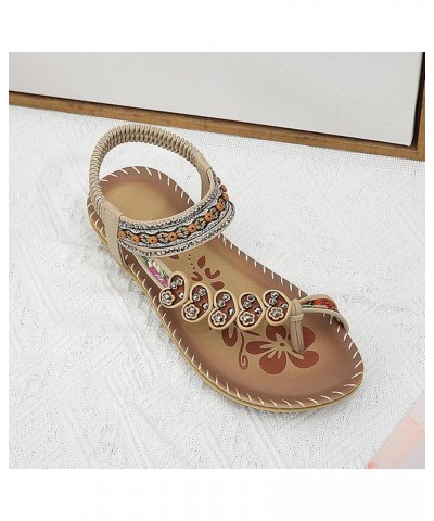 Summer Fashion Women Casual Open Toe Flat Love Rhinestone Comfortable Soft Bottom Breathable Elastic Band Shoes Sandals Neutr...