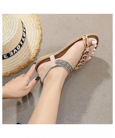 Summer Fashion Women Casual Open Toe Flat Love Rhinestone Comfortable Soft Bottom Breathable Elastic Band Shoes Sandals Neutr...