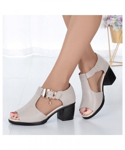 2024 chunky wedge sandals for women,Fish Mouth Adjustable Ankle Buckle Orthopedic Arch Support dressy heels Sandals 01_grey $...