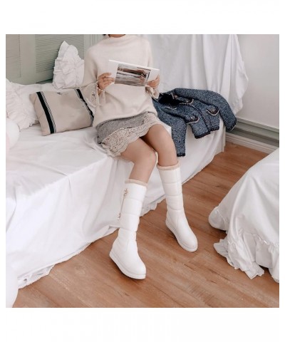 Women Cold Weather Winter Boots Warm Plush Lined Comfortable Waterproof Platform Snow Boots 44 White $32.33 Outdoor Shoes