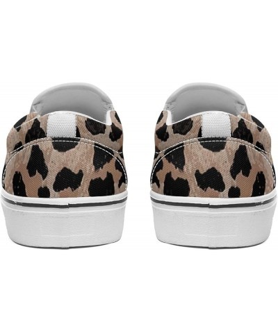 Seamless White Flowers Pattern Women's and Man's Slip on Canvas Non Slip Shoes for Women Skate Sneakers (Slip-On) Cheetah Leo...