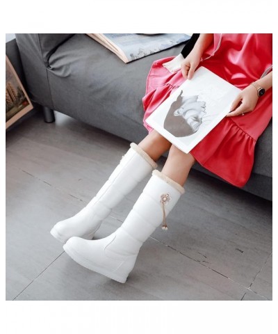 Women Cold Weather Winter Boots Warm Plush Lined Comfortable Waterproof Platform Snow Boots 44 White $32.33 Outdoor Shoes