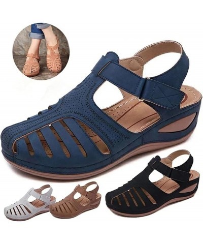 Closed Toe Sandals for Women Casual Summer Hollow Out Vintage Wedge Sandal Gladiator Outdoor Shoes Ankle Buckle Strap Sandals...