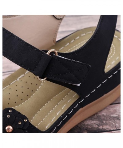 Casual Sandals Women Arch Support Wedge Sandals for Women Open Toe Shoes Comfortable Strap Beach Sandals Black $15.54 Sandals