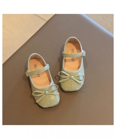 Girls High Heels Summer and Autumn Girls Boots Cute Flat Solid Color Bow Buckle Casual and Comfortable Girls (Green, 29) Gree...