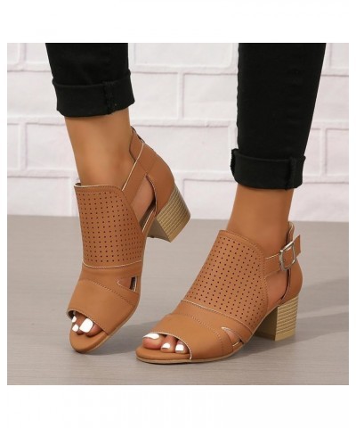 Womens Rubber Sandals Women Shoes Thick Heeled Sandals Fashionable Open Toed Fish Womens Summer Flat Sandals Open Toe Brown $...