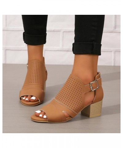 Womens Rubber Sandals Women Shoes Thick Heeled Sandals Fashionable Open Toed Fish Womens Summer Flat Sandals Open Toe Brown $...