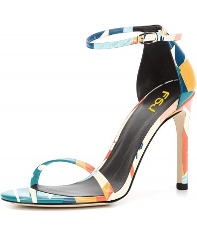 Women Classic Open Toe Sandals Ankle Strap High Heels Two Piece Buckled Prom Shoes Size 4-15 US Painting $36.48 Sandals