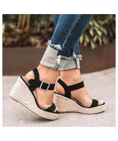 Pink Platform Boots Women Wedges Boots Women Black Platform Heels Dressy Sandals Women Gold Heeled Sandals For Women D Black-...