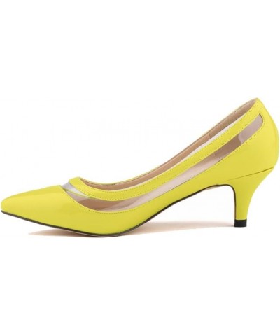 Women's Fashion Pumps Formal PU Pointed Toe Thin Heels Candy Solid Transparent Heeled Office Slip-on Dress Heels Fluorescent ...