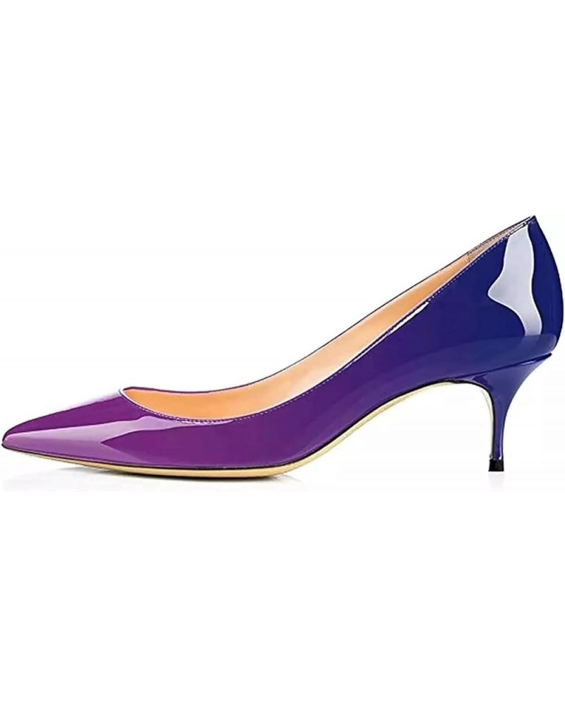 Pumps for Women, Kitten Heel Pumps Pointed Toe Shoes Slip-On High Heel for Dress Office Blue Purple-6.5cm $29.64 Pumps