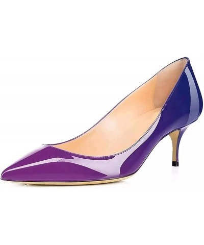 Pumps for Women, Kitten Heel Pumps Pointed Toe Shoes Slip-On High Heel for Dress Office Blue Purple-6.5cm $29.64 Pumps