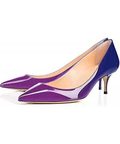 Pumps for Women, Kitten Heel Pumps Pointed Toe Shoes Slip-On High Heel for Dress Office Blue Purple-6.5cm $29.64 Pumps