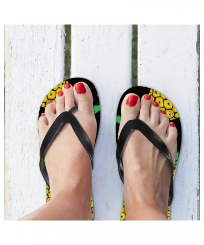 Flip Flops for Women Girls Yellow Pineapple Summer Casual Thong Slippers Slide Flat Sandals for Beach $14.10 Slippers