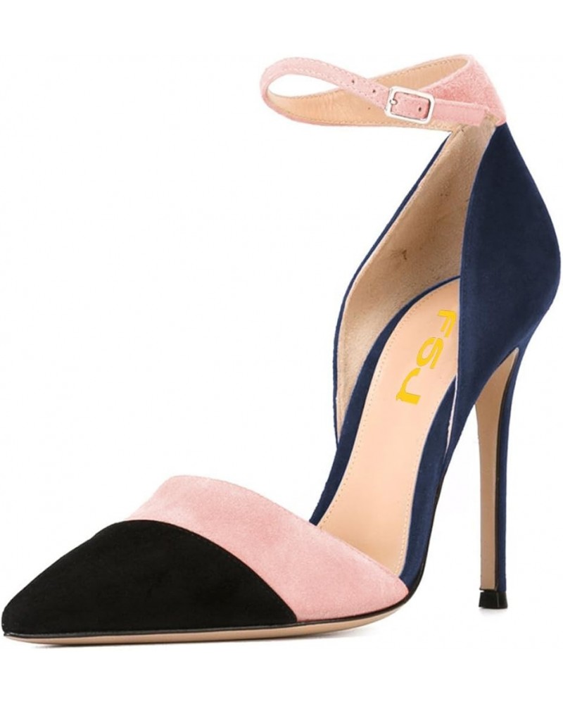 Women Ankle Strap High Heels D'Orsay Pumps Pointed Toe Stiletto Fashion Dress Shoe Size 4-15 US Navy Hot Pink $38.53 Pumps