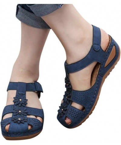 Girls Cute Sandals Summer Floral Beach Water Shoes Womens Plus Size Flipflop Blue $15.19 Sandals