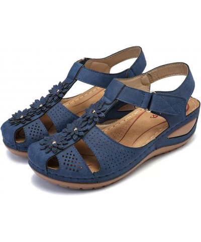 Girls Cute Sandals Summer Floral Beach Water Shoes Womens Plus Size Flipflop Blue $15.19 Sandals