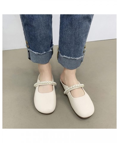 Women Casual Shoes New Pattern Spring and Summer Fashion Pearl Decoration Square Heel Comfortable Solid Color Sandals (Khaki,...