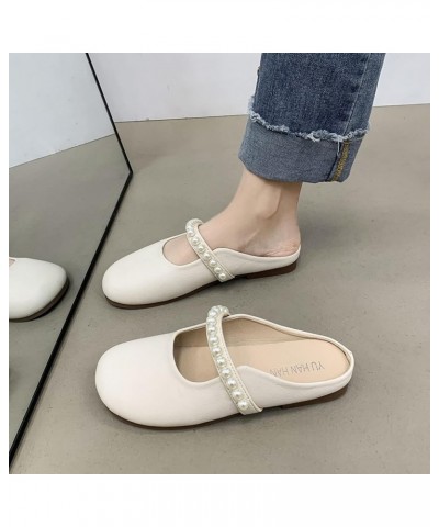 Women Casual Shoes New Pattern Spring and Summer Fashion Pearl Decoration Square Heel Comfortable Solid Color Sandals (Khaki,...